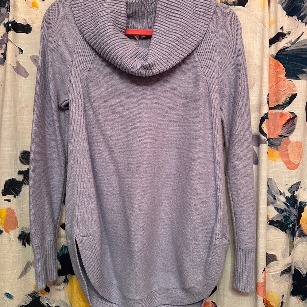 Anthropologie Purple Cowl Neck Sweater Tunic
